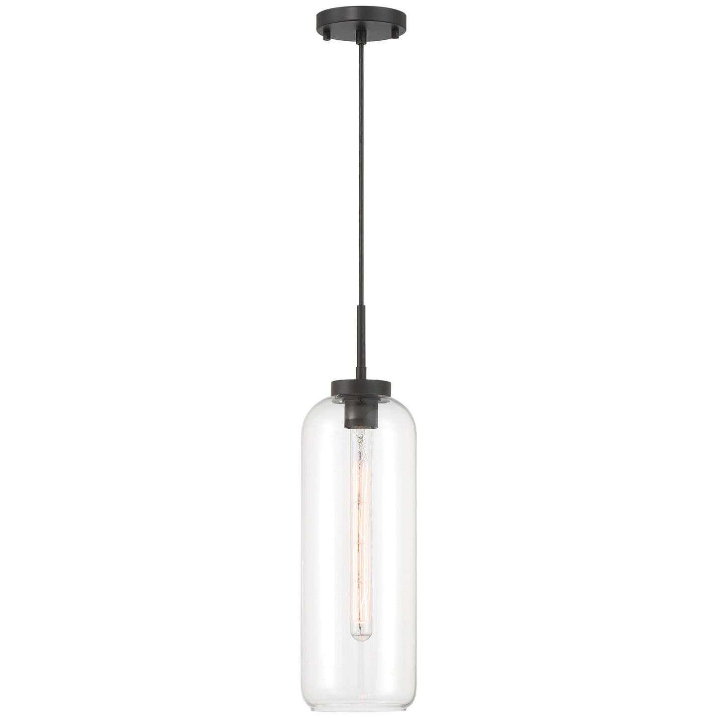 Access Lighting Elle 1 Light Pendant, Matte Black/Clear