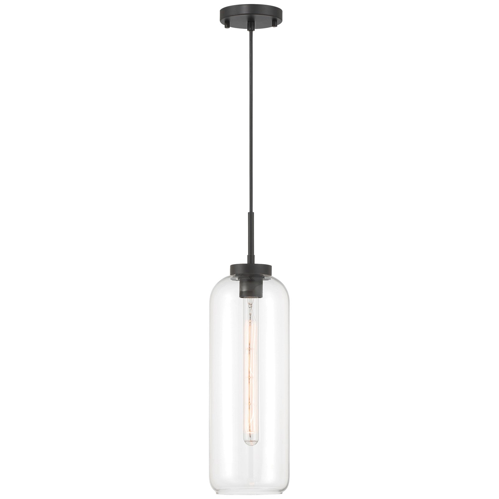 Access Lighting Elle 1 Light Pendant, Matte Black/Clear