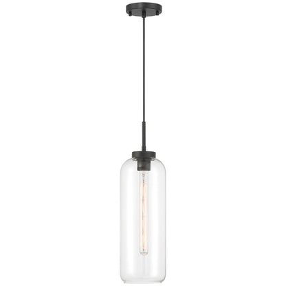 Access Lighting Elle 1 Light Pendant, Matte Black/Clear