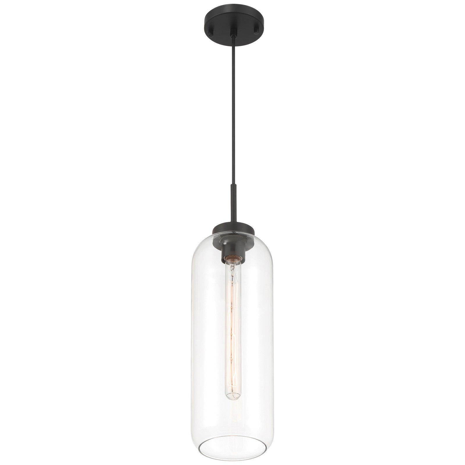 Access Lighting Elle 1 Light Pendant, Matte Black/Clear