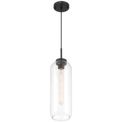 Access Lighting Elle 1 Light Pendant, Matte Black/Clear