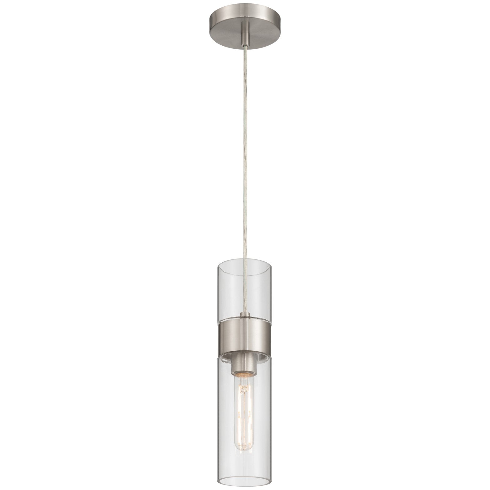 Access Lighting Nash 1Lt LED Pendant, Brushed Steel/Clear