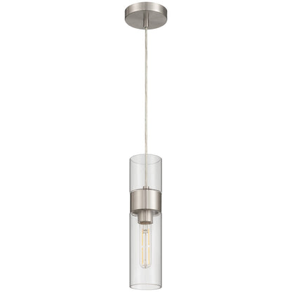 Access Lighting Nash 1Lt LED Pendant, Brushed Steel/Clear