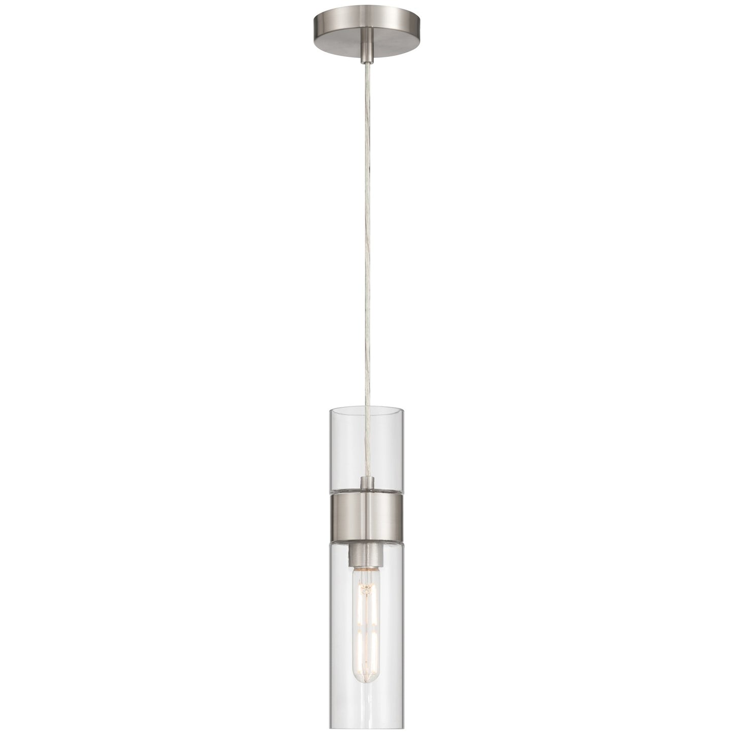 Access Lighting Nash 1Lt LED Pendant, Brushed Steel/Clear