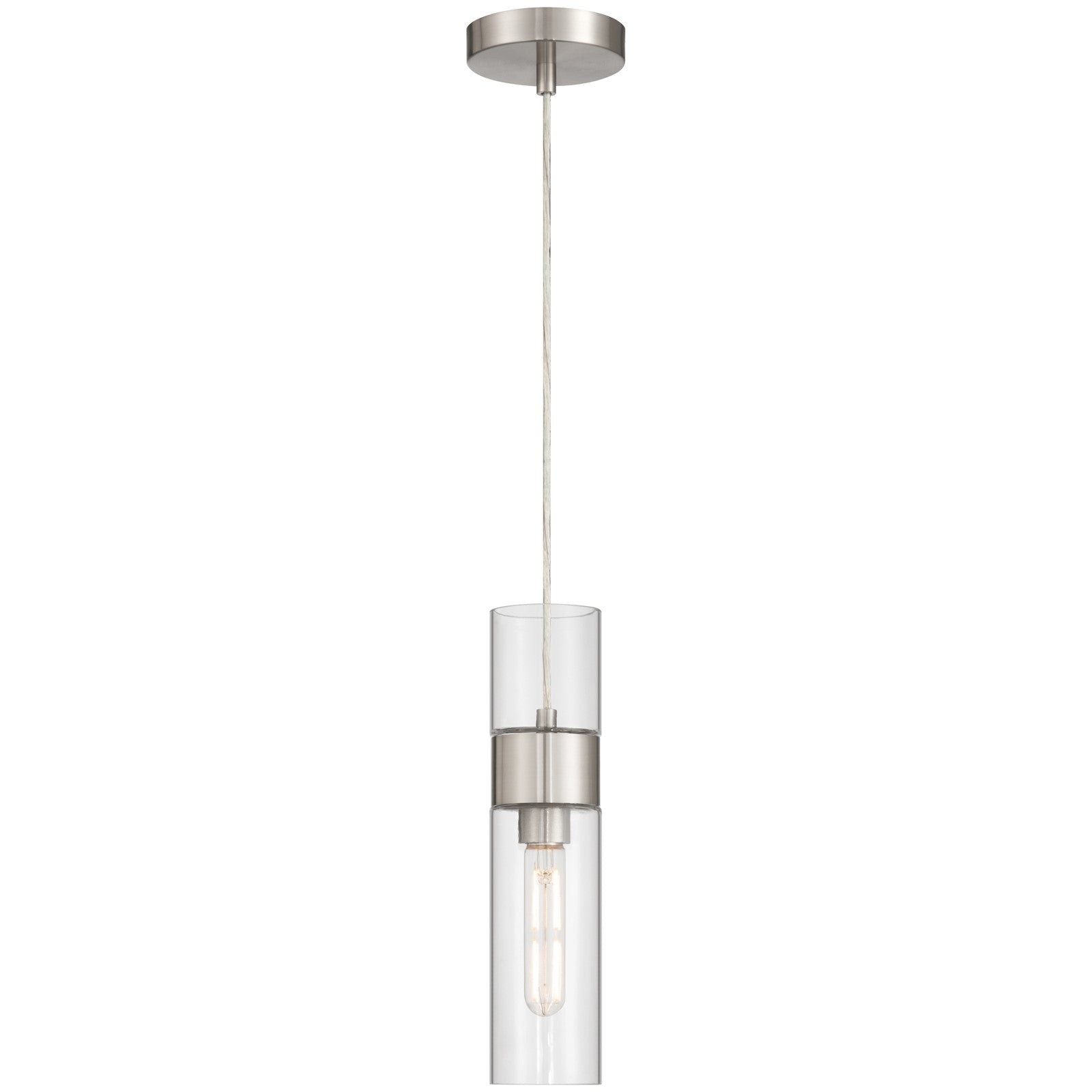 Access Lighting Nash 1Lt LED Pendant, Brushed Steel/Clear