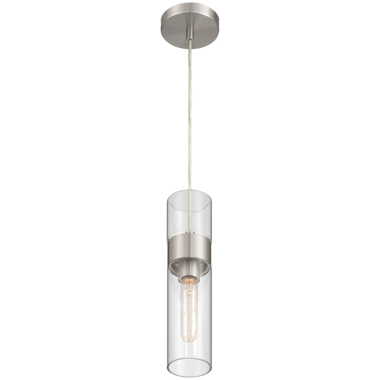Access Lighting Nash 1Lt LED Pendant, Brushed Steel/Clear