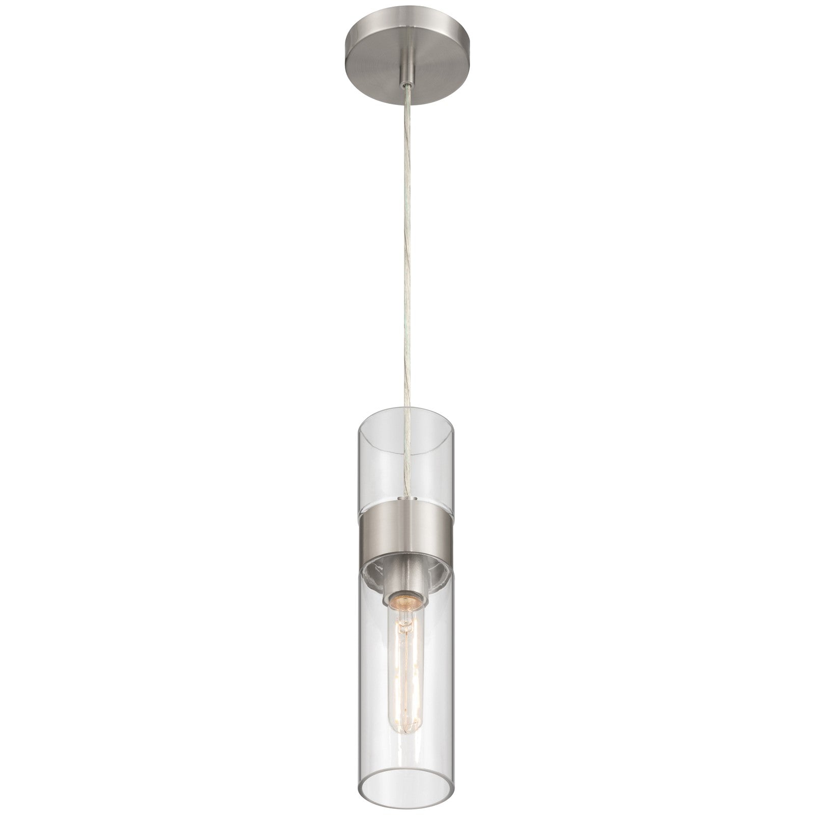 Access Lighting Nash 1Lt LED Pendant, Brushed Steel/Clear