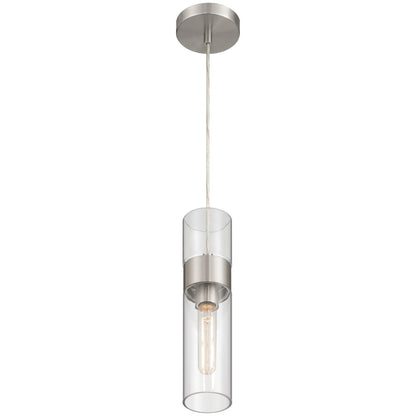 Access Lighting Nash 1Lt LED Pendant, Brushed Steel/Clear