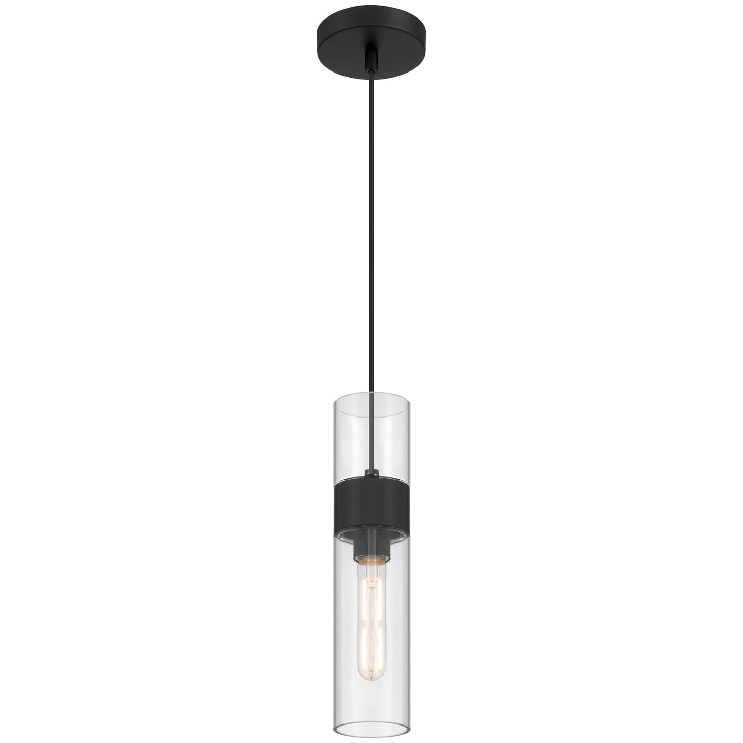 Access Lighting Nash 1Lt LED Pendant, Matte Black/Clear
