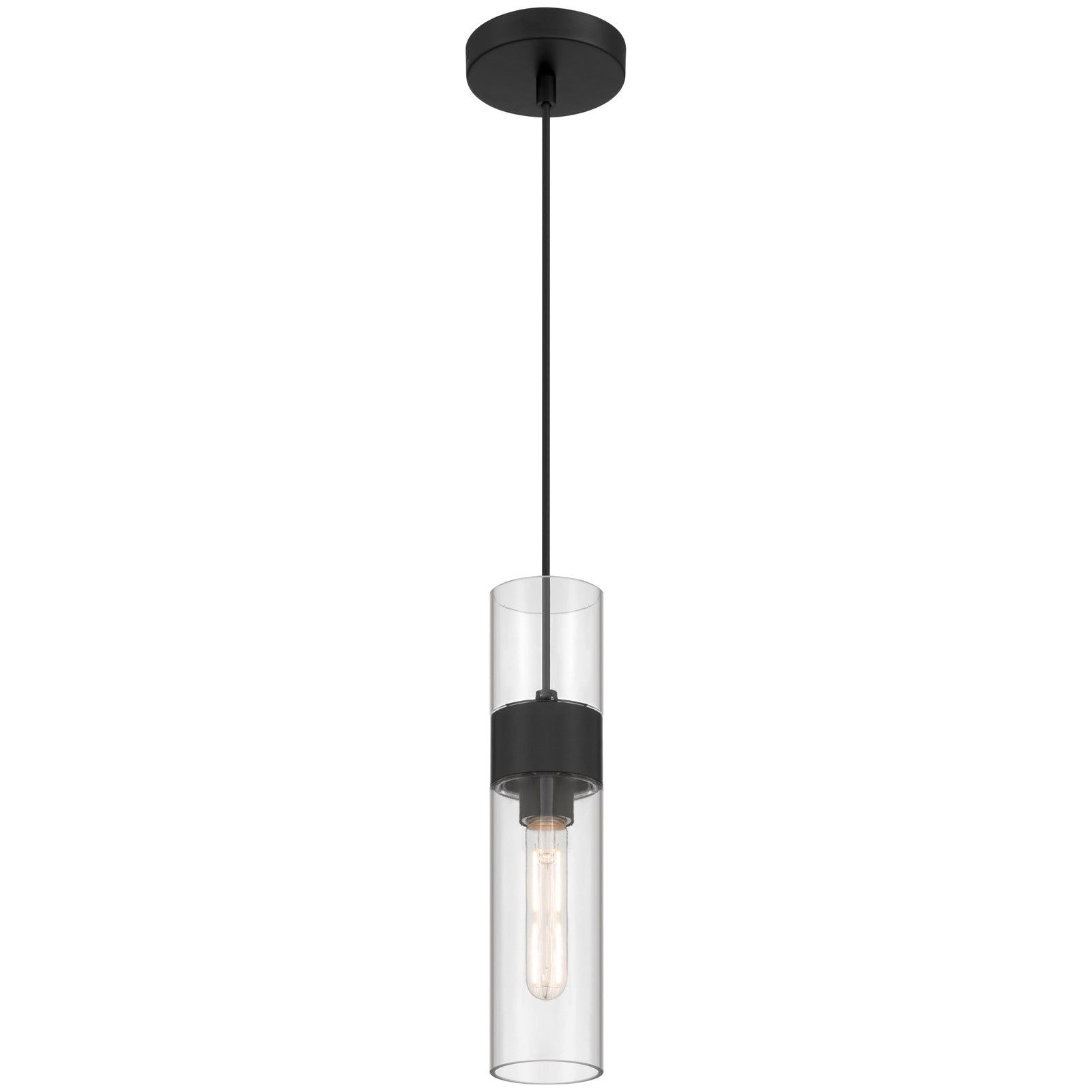 Access Lighting Nash 1Lt LED Pendant, Matte Black/Clear