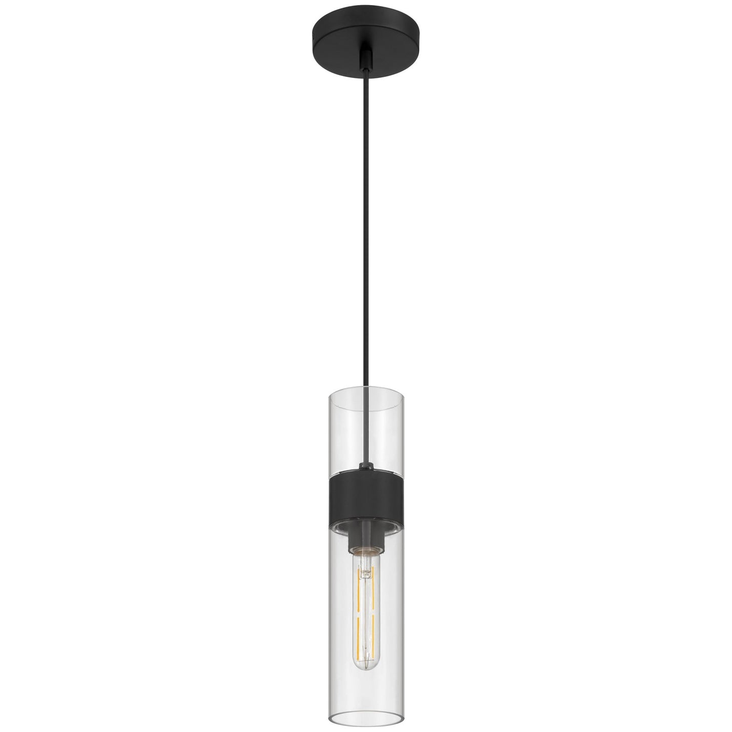 Access Lighting Nash 1Lt LED Pendant, Matte Black/Clear