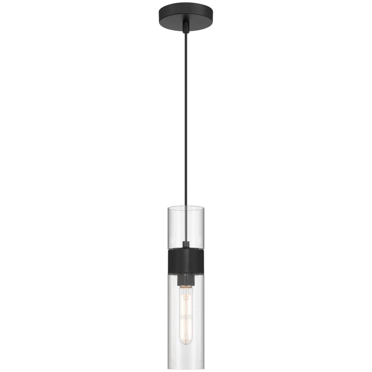 Access Lighting Nash 1Lt LED Pendant, Matte Black/Clear