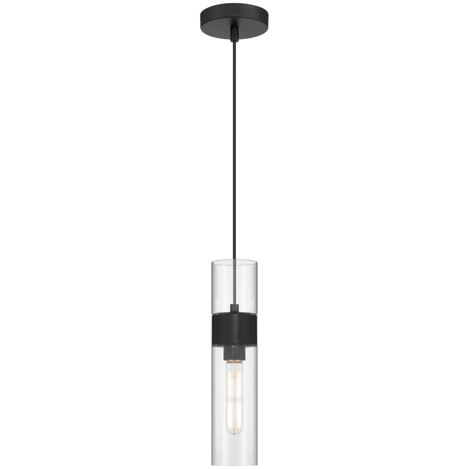 Access Lighting Nash 1Lt LED Pendant, Matte Black/Clear