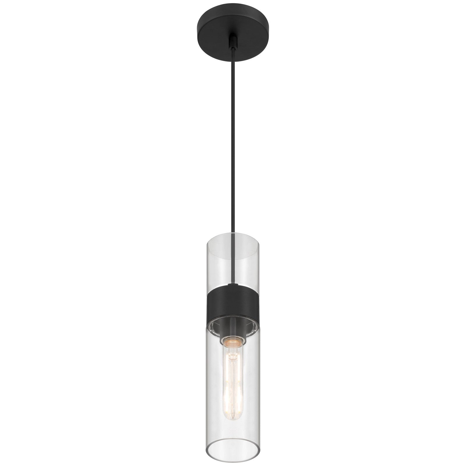 Access Lighting Nash 1Lt LED Pendant, Matte Black/Clear