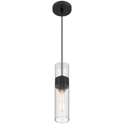 Access Lighting Nash 1Lt LED Pendant, Matte Black/Clear