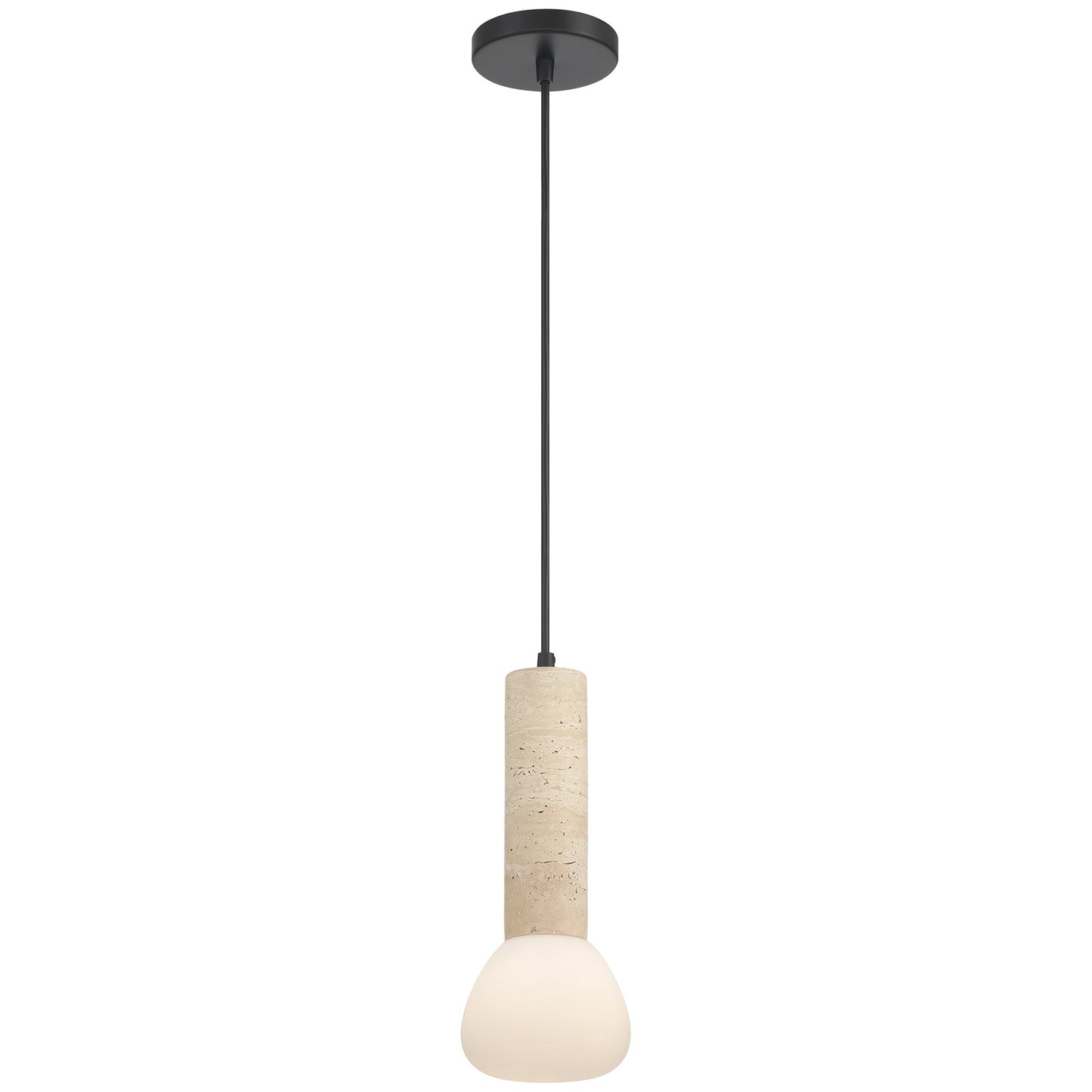 Access Lighting Stone 1 Light Pendant, Travertine/Opal