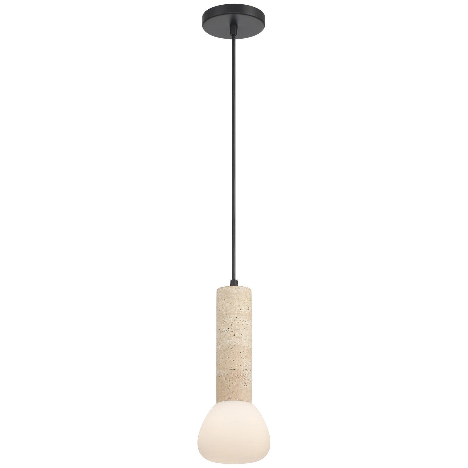 Access Lighting Stone 1 Light Pendant, Travertine/Opal