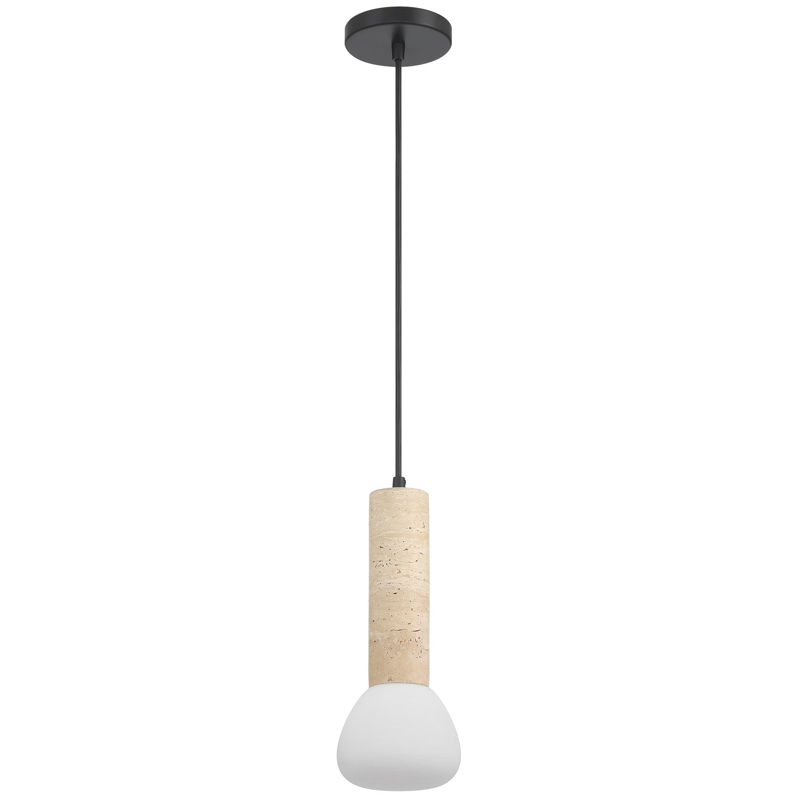 Access Lighting Stone 1 Light Pendant, Travertine/Opal