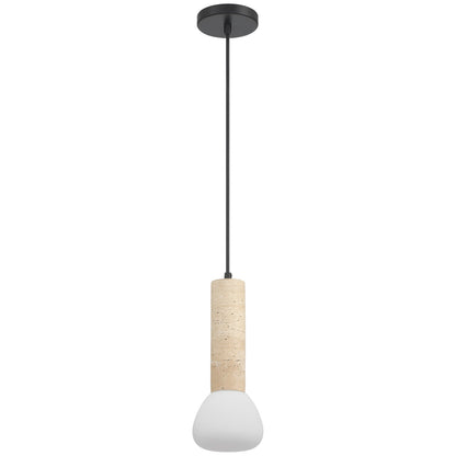 Access Lighting Stone 1 Light Pendant, Travertine/Opal
