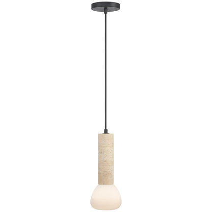 Access Lighting Stone 1 Light Pendant, Travertine/Opal