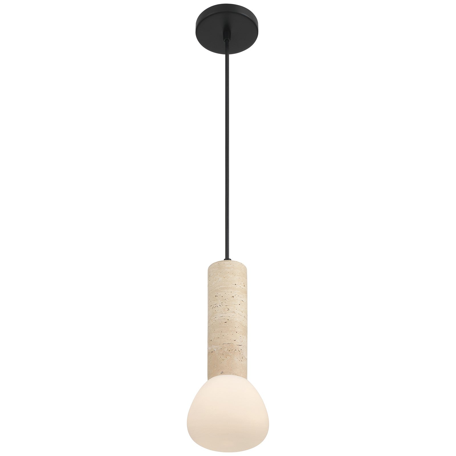 Access Lighting Stone 1 Light Pendant, Travertine/Opal