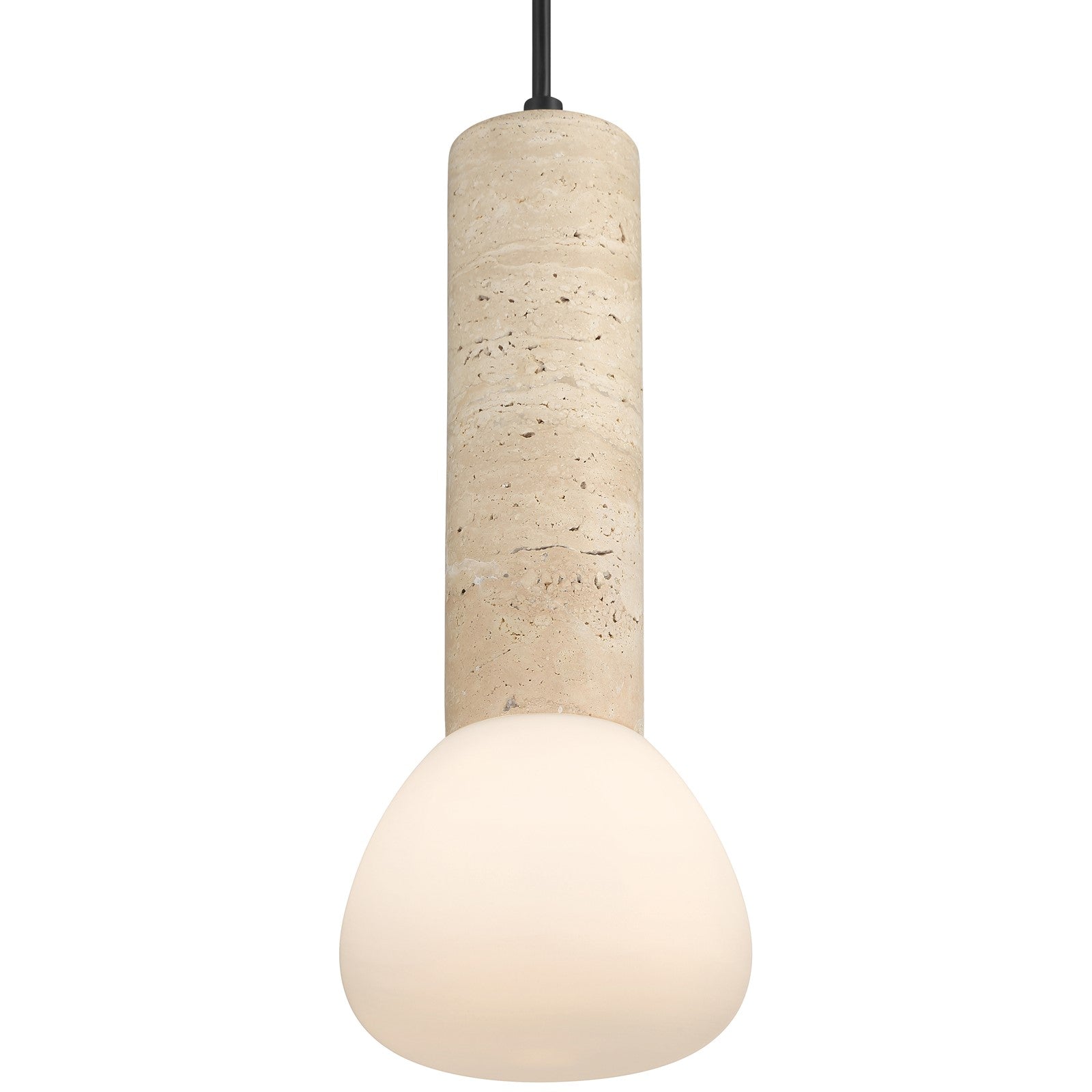 Access Lighting Stone 1 Light Pendant, Travertine/Opal