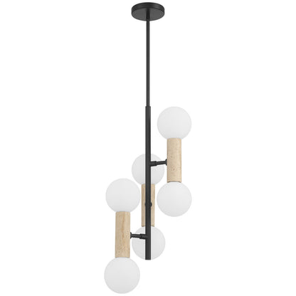 Access Lighting Stone 6 Light Pendant, Travertine/Opal