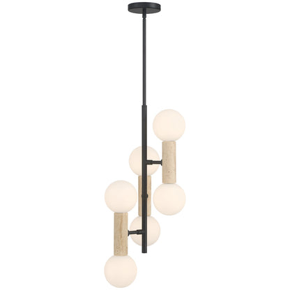 Access Lighting Stone 6 Light Pendant, Travertine/Opal