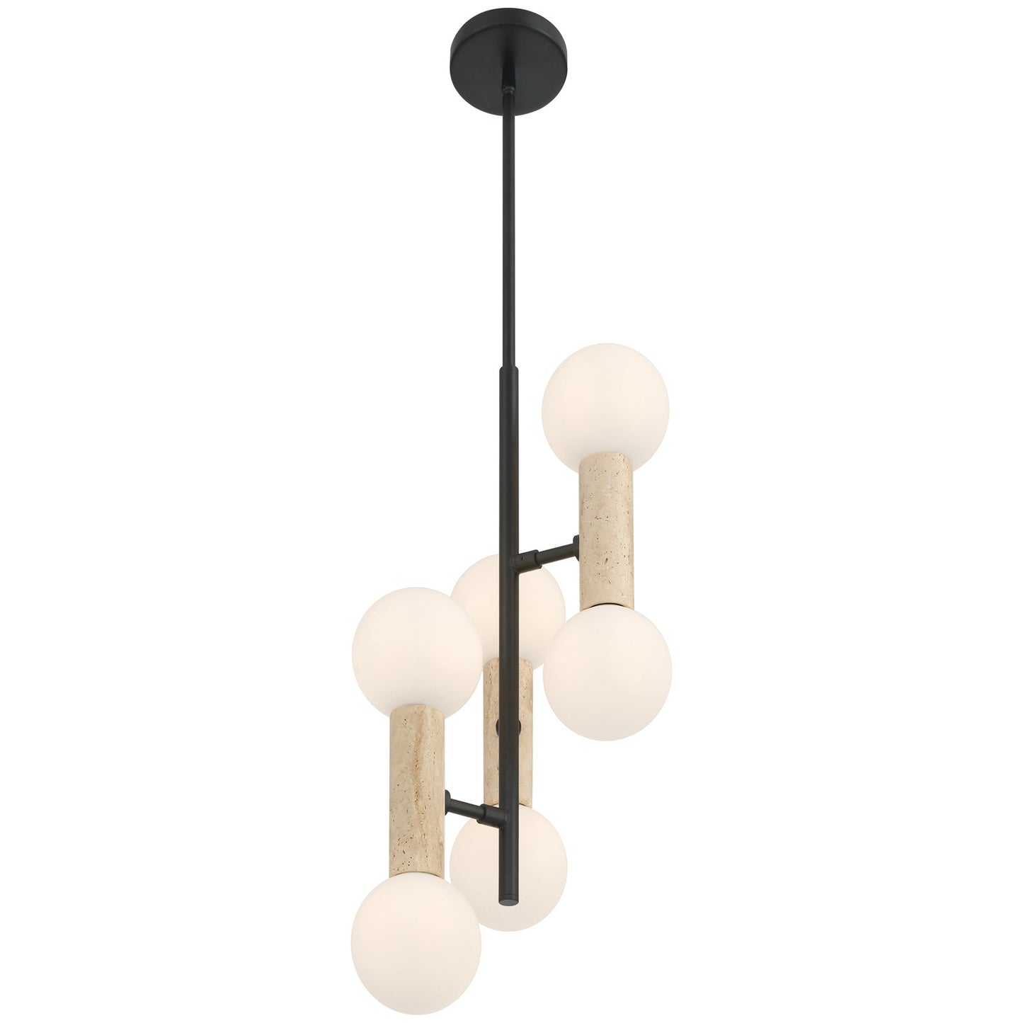 Access Lighting Stone 6 Light Pendant, Travertine/Opal