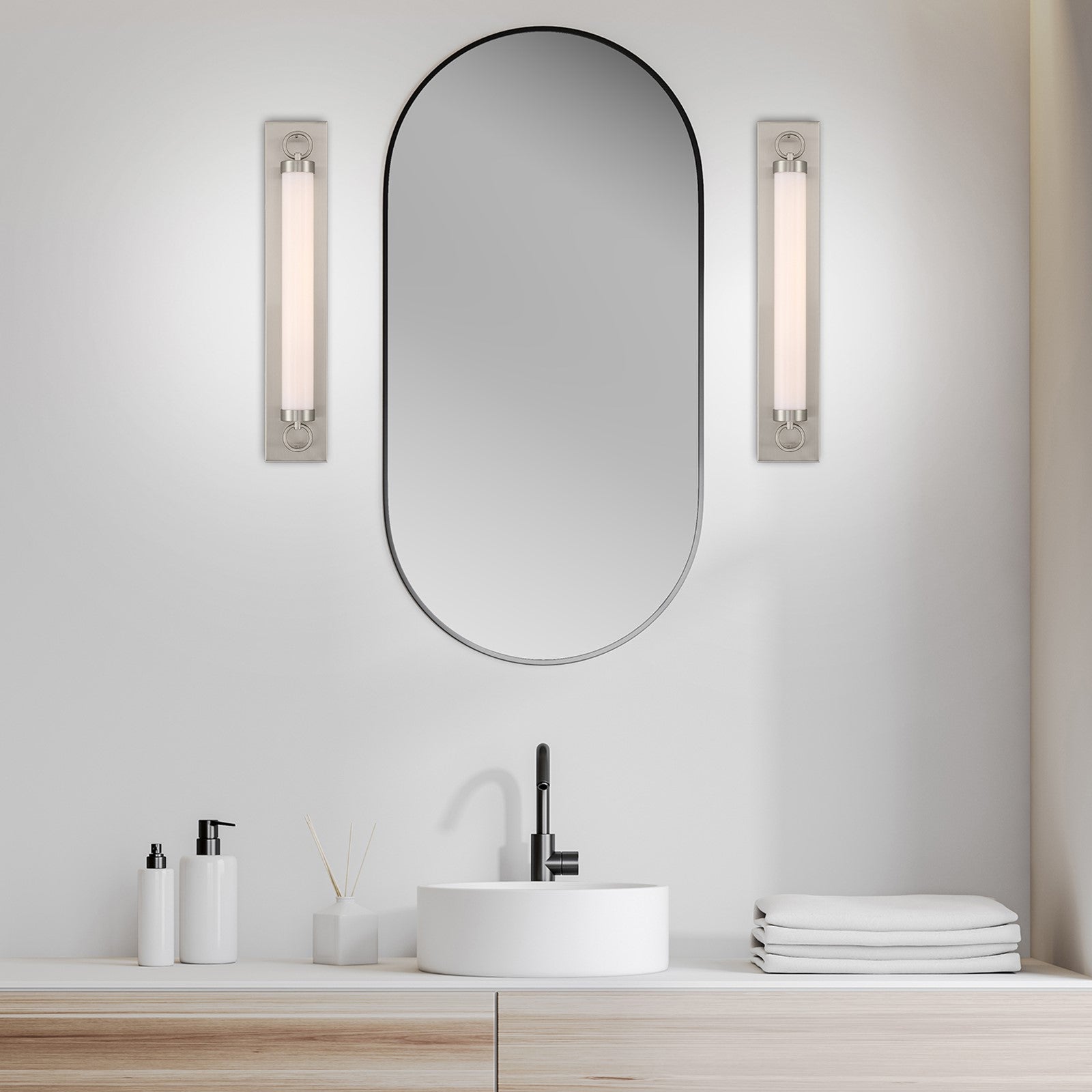 Access Eliza 5CCT LED Wall Sconce, Brushed Steel/Opal