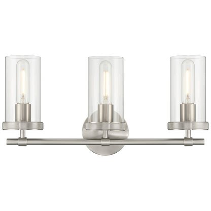 Access Lighting Lily 3 Light Vanity, Brushed Steel/Clear