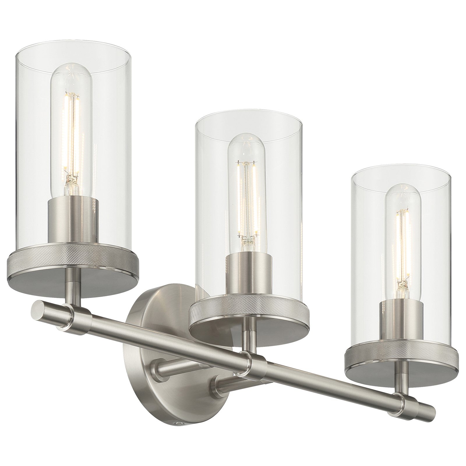 Access Lighting Lily 3 Light Vanity, Brushed Steel/Clear