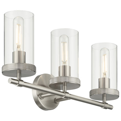 Access Lighting Lily 3 Light Vanity, Brushed Steel/Clear