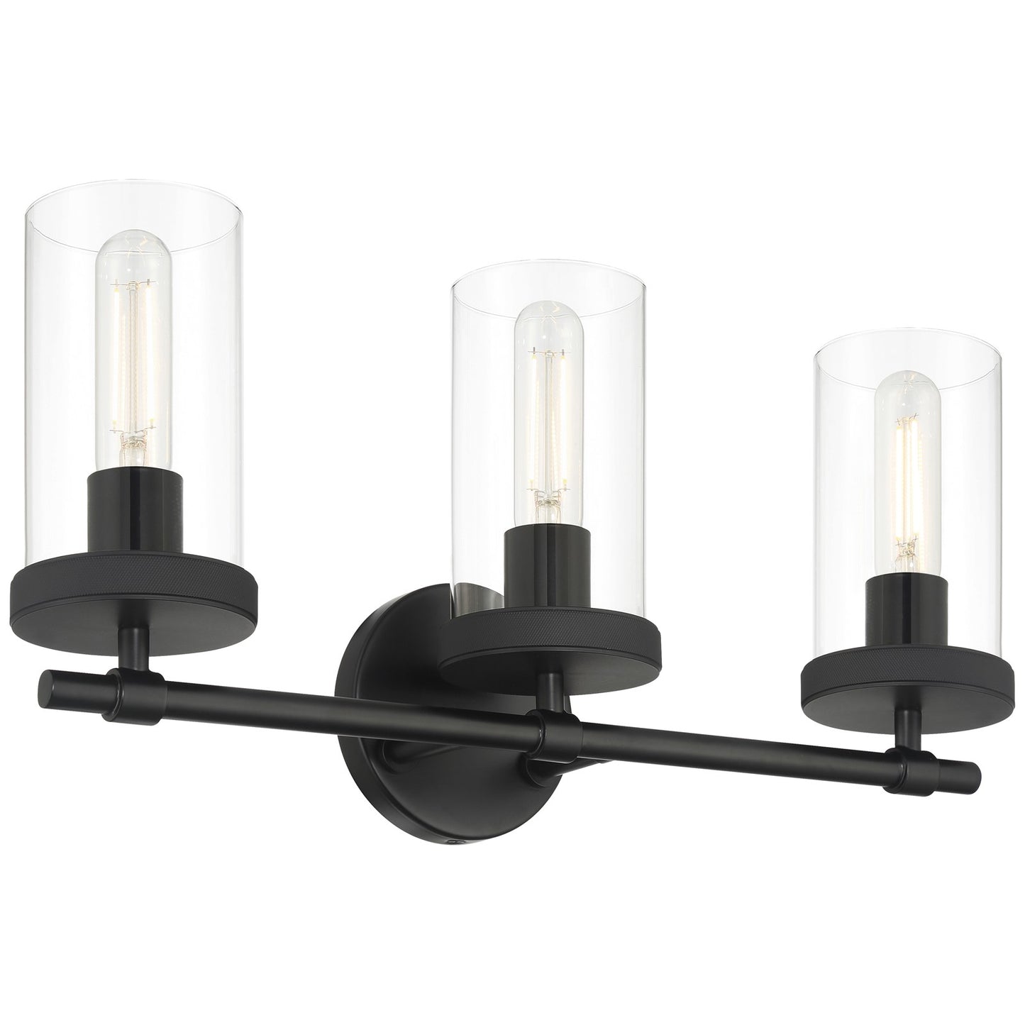 Access Lighting Lily 3 Light Vanity, Matte Black/Clear