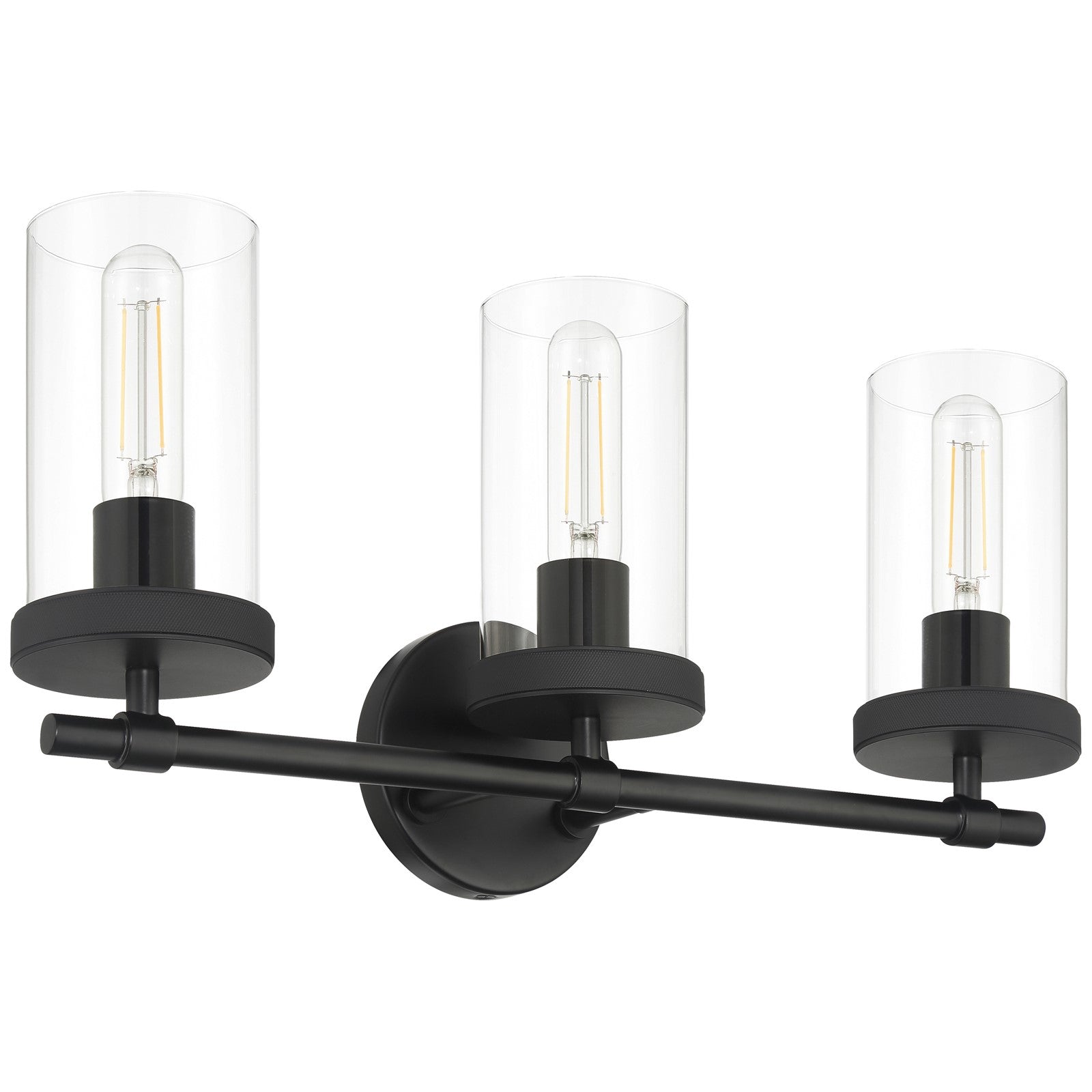 Access Lighting Lily 3 Light Vanity, Matte Black/Clear
