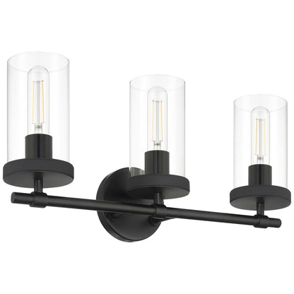Access Lighting Lily 3 Light Vanity, Matte Black/Clear