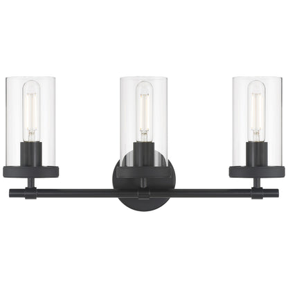 Access Lighting Lily 3 Light Vanity, Matte Black/Clear