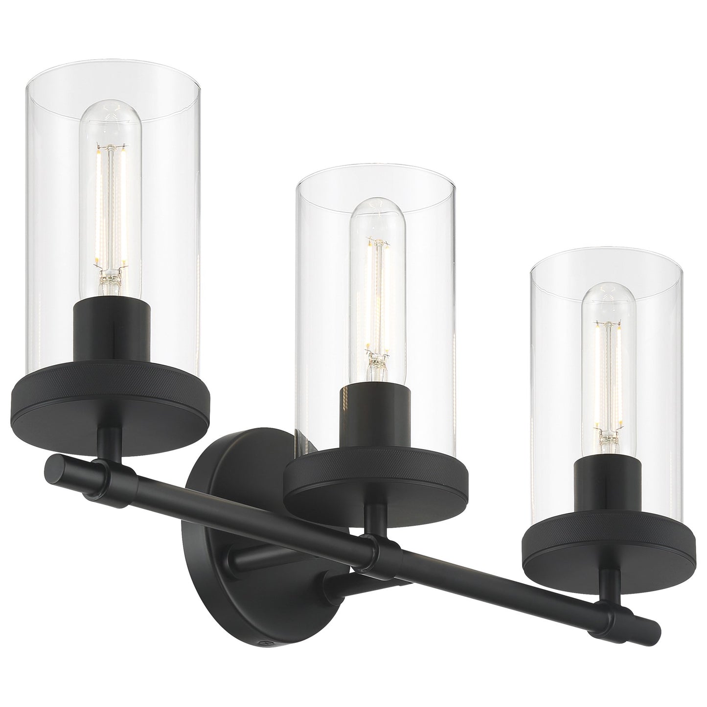 Access Lighting Lily 3 Light Vanity, Matte Black/Clear
