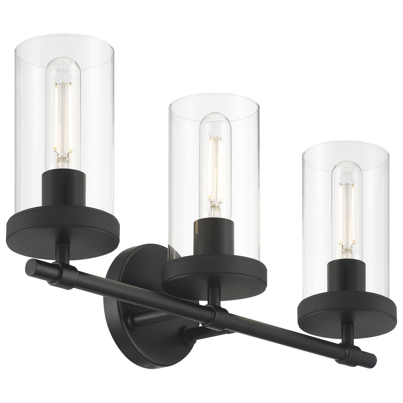 Access Lighting Lily 3 Light Vanity, Matte Black/Clear