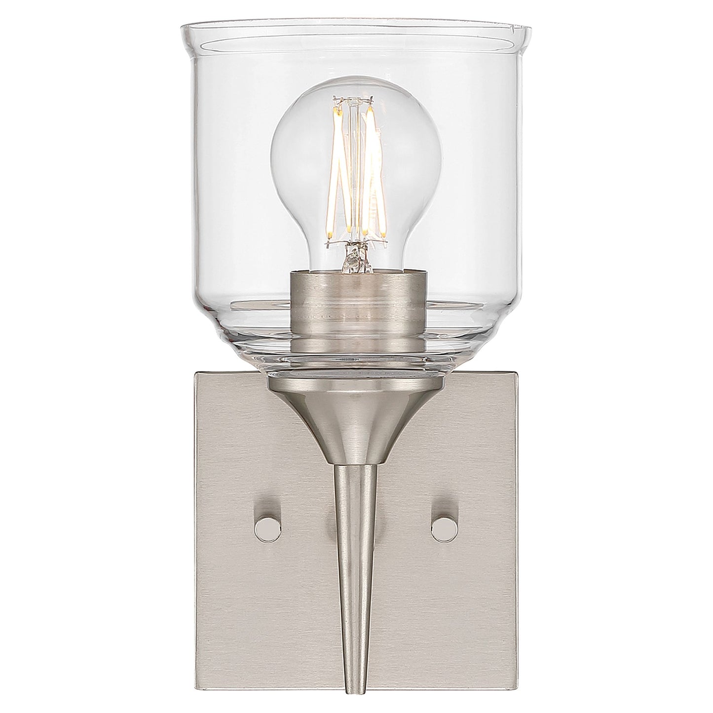 Access Lighting Beacon 1 Light Wall Sconce, Brushed Steel/Clear