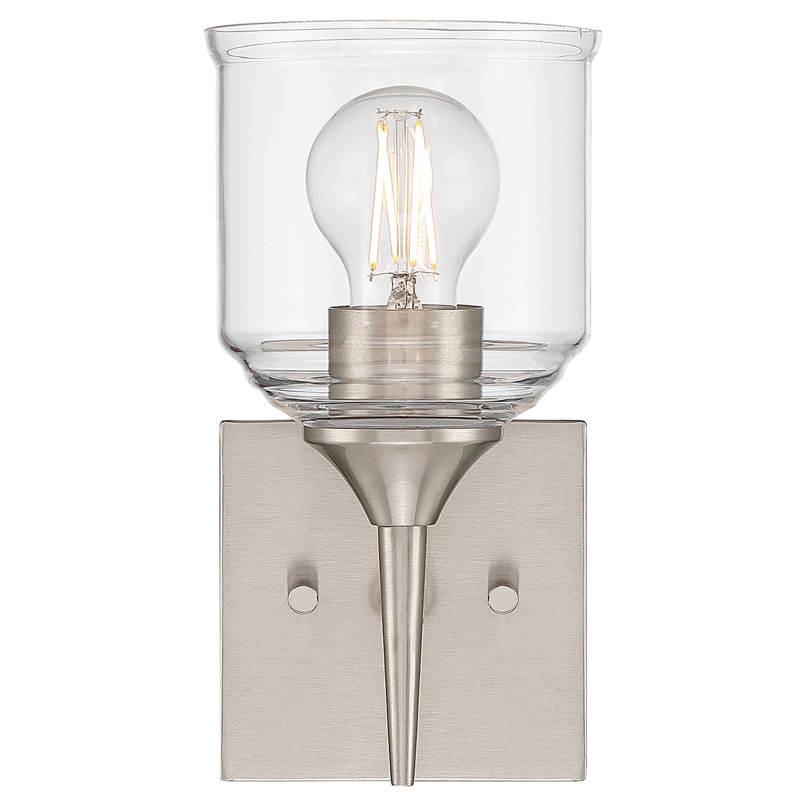 Access Lighting Beacon 1 Light Wall Sconce, Brushed Steel/Clear