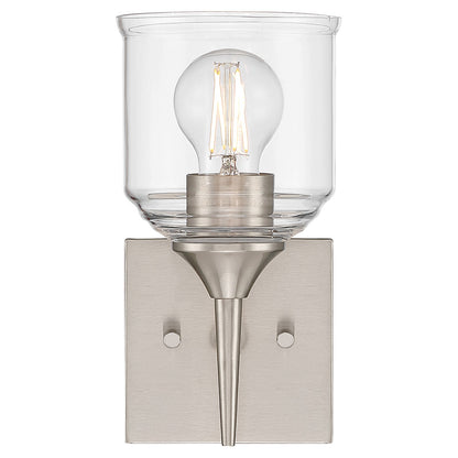 Access Lighting Beacon 1 Light Wall Sconce, Brushed Steel/Clear