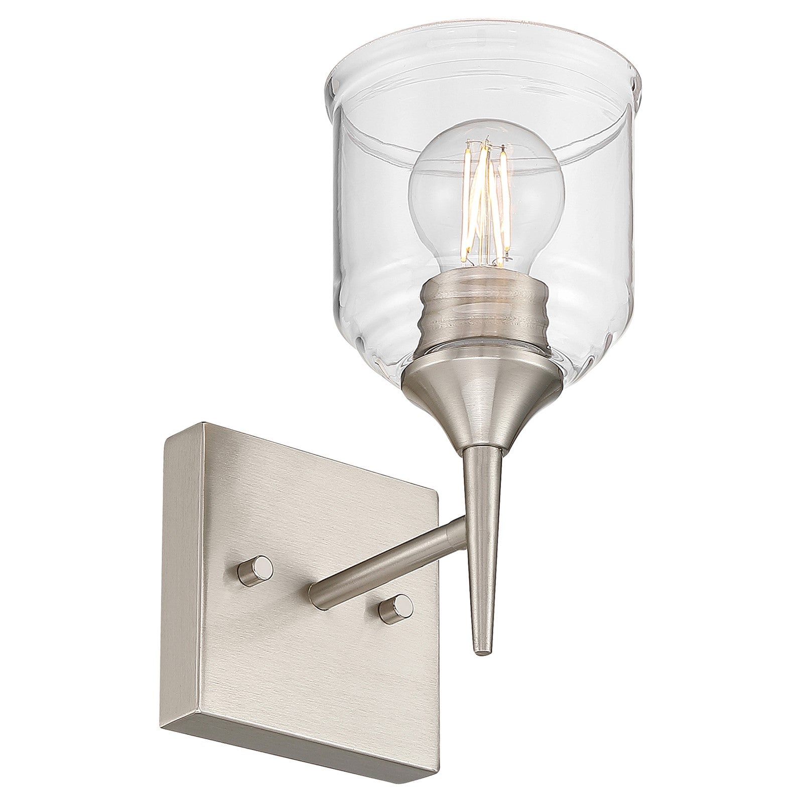 Access Lighting Beacon 1 Light Wall Sconce, Brushed Steel/Clear
