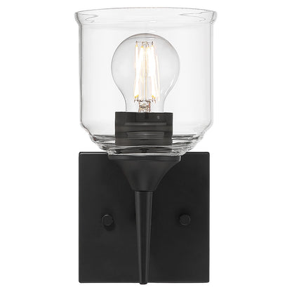 Access Lighting Beacon 1 Light Wall Sconce, Matte Black/Clear