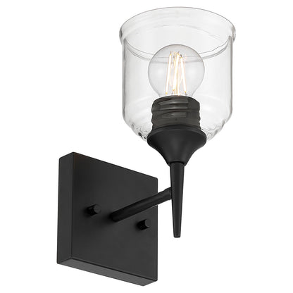 Access Lighting Beacon 1 Light Wall Sconce, Matte Black/Clear