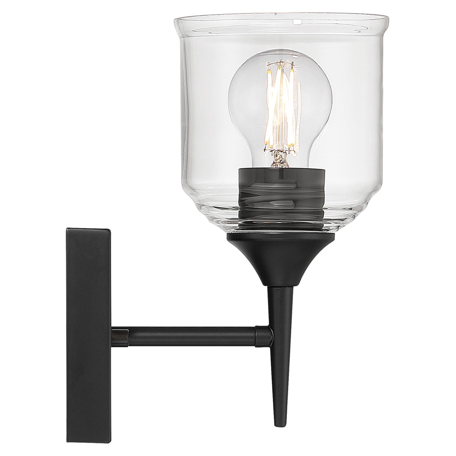 Access Lighting Beacon 1 Light Wall Sconce, Matte Black/Clear