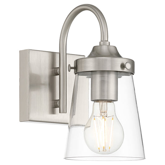 Access Lighting Dickens 1 Light Wall Sconce, Brushed Steel/Clear
