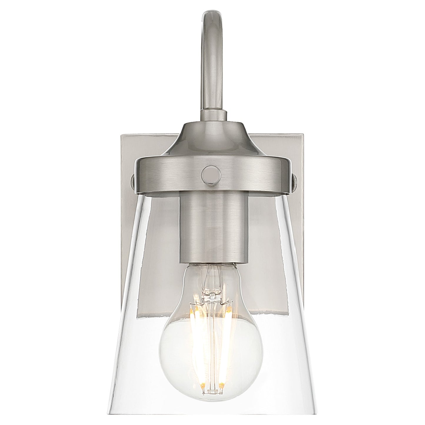 Access Lighting Dickens 1 Light Wall Sconce, Brushed Steel/Clear