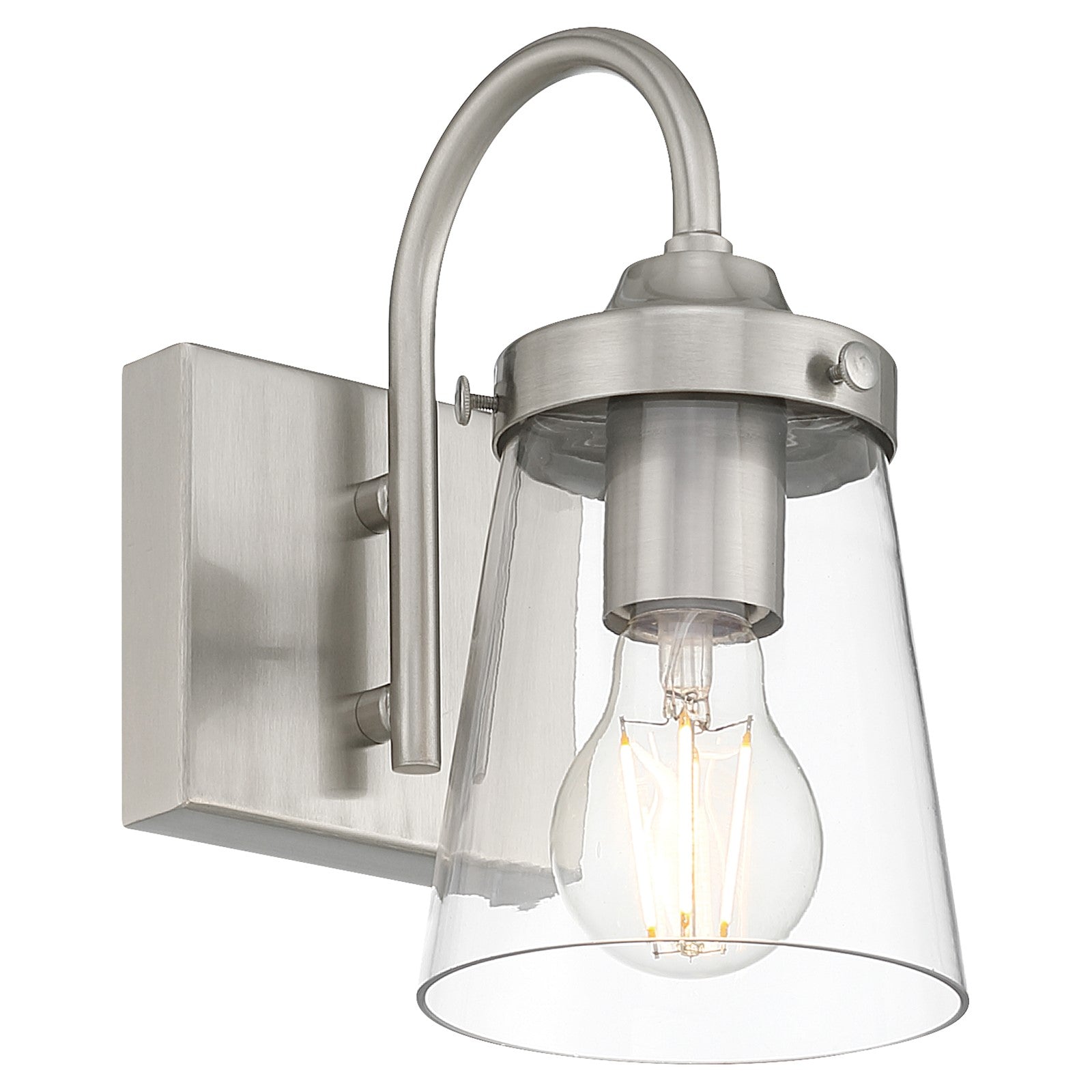 Access Lighting Dickens 1 Light Wall Sconce, Brushed Steel/Clear