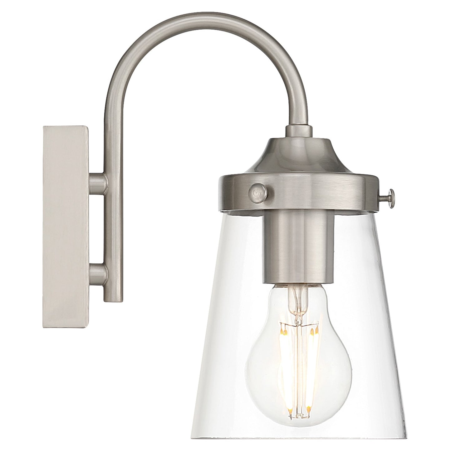 Access Lighting Dickens 1 Light Wall Sconce, Brushed Steel/Clear